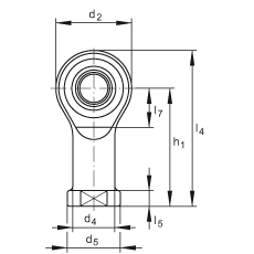 桿端軸承 GIKPSR5-PS, 根據(jù) DIN ISO 12 240-4 標(biāo)準(zhǔn)，特種鋼材料，帶右旋內(nèi)螺紋，免維護(hù)