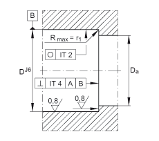 推力角接觸球軸承 BSB035072-2RS-T, 單向，接觸角 a = 60°，限制公差，兩側(cè)唇密封
