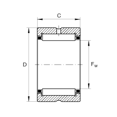 滾針軸承 NCS4424, 機(jī)加工滾道，根據(jù) ABMA 18.2 - 1982，英制