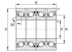 推力角接觸球軸承 ZKLN3572-2RS-2AP, 配對(duì)，雙向，兩側(cè)唇密封
