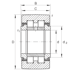 支撐型滾輪 PWTR3072-2RS, 滿裝滾子，軸向引導(dǎo)，兩側(cè)唇密封