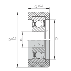 滾輪 KLRZ12X41X16-2RSR, 帶塑料箍，兩側(cè)密封