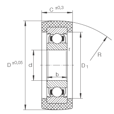滾輪 KLRU12X35X12-2Z, 帶塑料箍，兩側(cè)密封