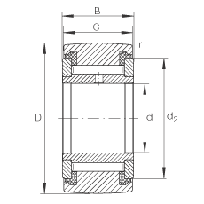 支撐型滾輪 NATV20-PP, 滿裝滾針，軸向引導(dǎo)，兩側(cè)用推力滑動(dòng)墊圈