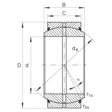 關(guān)節(jié)軸承 GE40-DO-2RS, 根據(jù) DIN ISO 12 240-1 標(biāo)準(zhǔn), 需維護，兩側(cè)唇密封