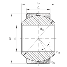 關(guān)節(jié)軸承 GE5-PB, 根據(jù) DIN ISO 12 240-1 標(biāo)準(zhǔn)，尺寸系列 K，需維護(hù)