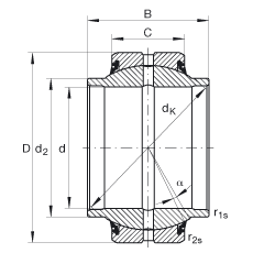 關(guān)節(jié)軸承 GE70-HO-2RS, 根據(jù) DIN ISO 12 240-1 標(biāo)準(zhǔn), 需維護，兩側(cè)唇密封