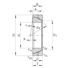 角接觸關(guān)節(jié)軸承 GE70-SX, 根據(jù) DIN ISO 12 240-2 標(biāo)準(zhǔn)，需維護(hù)