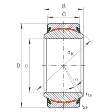 關(guān)節(jié)軸承 GE35-UK-2RS, 根據(jù) DIN ISO 12 240-1 標準, 免維護，兩側(cè)唇密封