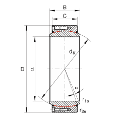 大的關(guān)節(jié)軸承 GE750-DW-2RS2, 根據(jù) DIN ISO 12 240-1 標(biāo)準(zhǔn), 免維護(hù)，兩側(cè)密封