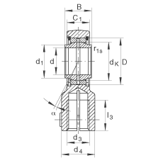 液壓桿端軸承 GIHNRK40-LO, 根據(jù) DIN ISO 12 240-4 標(biāo)準(zhǔn)，帶右旋螺紋夾緊裝置，需維護(hù)