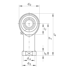 桿端軸承 GIKL20-PB, 根據(jù) DIN ISO 12 240-4 標(biāo)準(zhǔn)，帶左旋內(nèi)螺紋，需維護(hù)