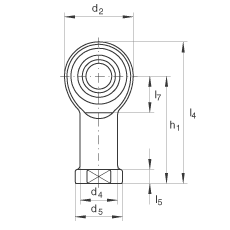 桿端軸承 GIKR5-PW, 根據(jù) DIN ISO 12 240-4 標(biāo)準(zhǔn)，帶右旋內(nèi)螺紋，需維護(hù)