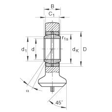 液壓桿端軸承 GK17-DO, 根據(jù) DIN ISO 12 240 標(biāo)準(zhǔn)，帶焊接面，需維護(hù)