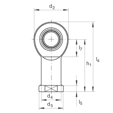 桿端軸承 GIR10-UK, 根據(jù) DIN ISO 12 240-4 標準，帶右旋內(nèi)螺紋，免維護