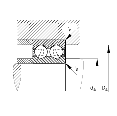 角接觸球軸承 30/5-B-TVH, 雙列，接觸角 α = 25°