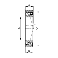 主軸軸承 HSS71906-C-T-P4S, 調(diào)節(jié)，成對安裝，接觸角 α = 15°，兩側(cè)唇密封，非接觸，加嚴公差