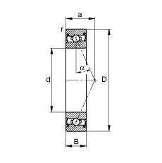 主軸軸承 HSS71921-E-T-P4S, 調節(jié)，成對安裝，接觸角 α = 25°，兩側唇密封，非接觸，限制公差