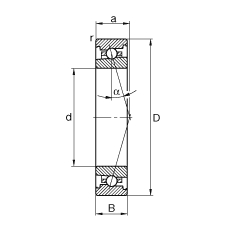 主軸軸承 HS7015-C-T-P4S, 調(diào)節(jié)，成對(duì)安裝，接觸角 α = 15°，限制公差