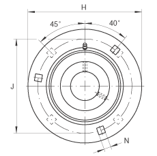 軸承座單元 GRRY30-VA, 帶三個(gè)/四個(gè)螺栓孔的法蘭的軸承座單元，沖壓鋼板，內(nèi)圈帶平頭螺釘，R 型密封， 耐腐蝕保護(hù)